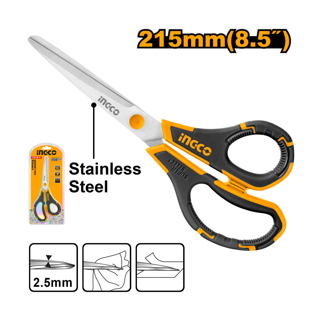 INGCO Scissors, Stainless Steel, 2.5mm Thick Blade