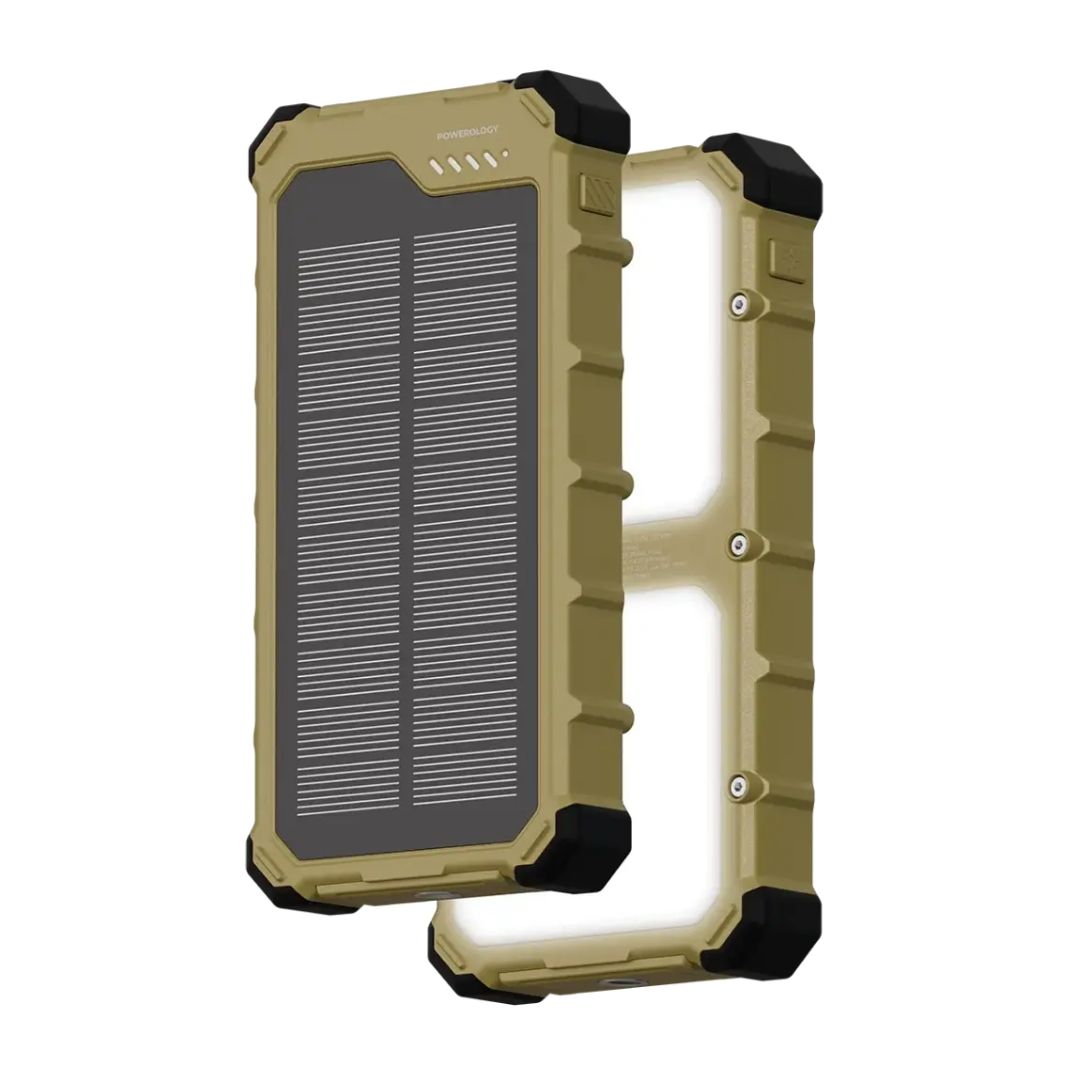 Powerology Solara 10000mAh Solar Power Bank, Khaki