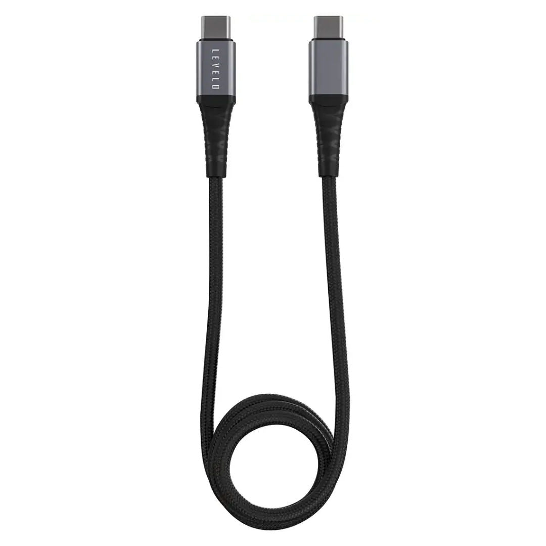 Levelo Nori Mini 60W Car Charger, Type C to Type C Cable, Gun Grey