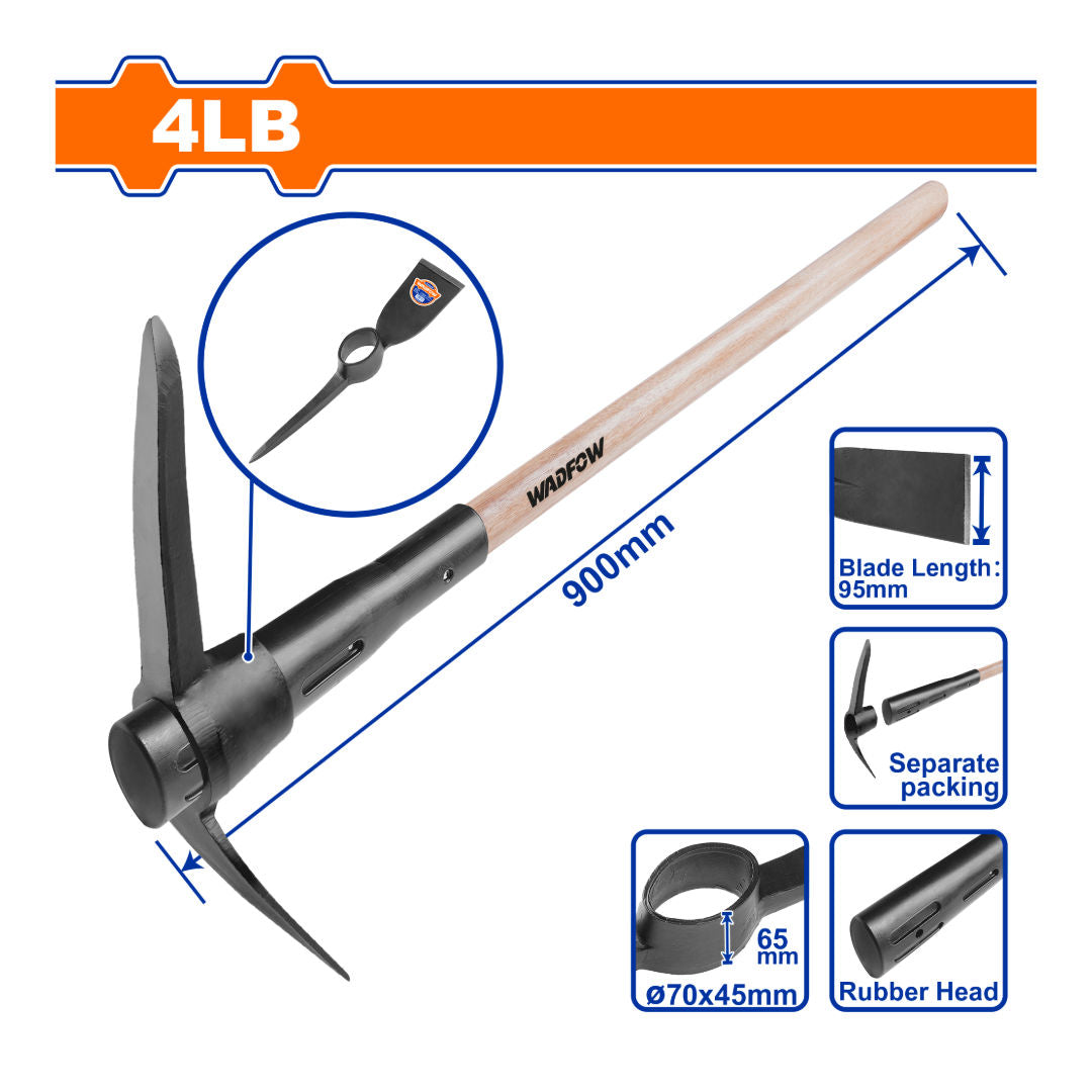 WADFOW Pick Mattock With Wooden Handle
