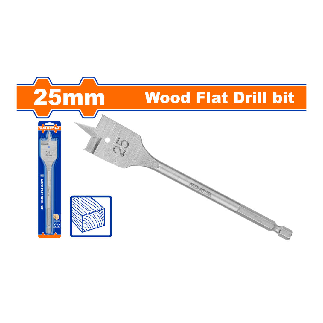 WADFOW Flat Wood Drill Bit, 1/4" Hex Shank
