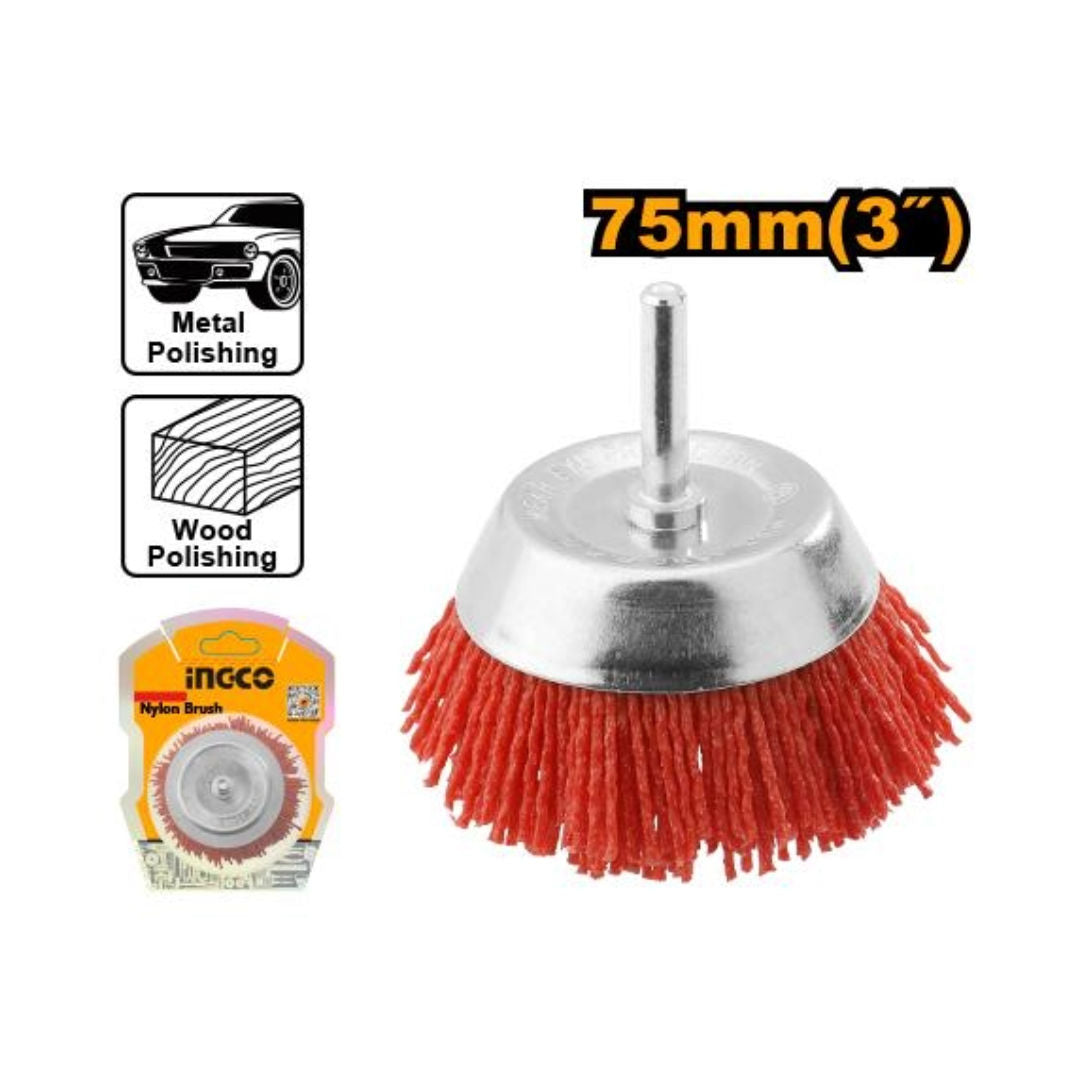 INGCO Nylon Brush, 1/4" Shank, 1.2mm Wire