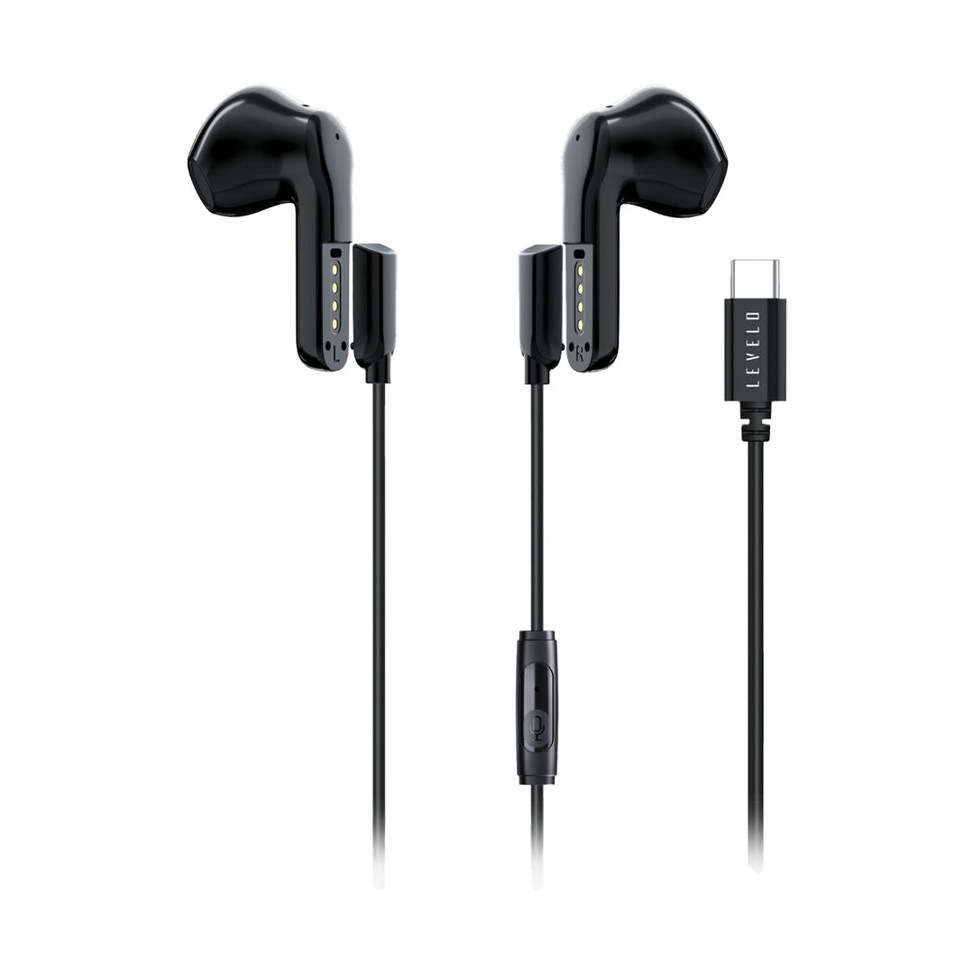 Levelo 2 in 1 TWS Wired Earphones Soundflex, Black