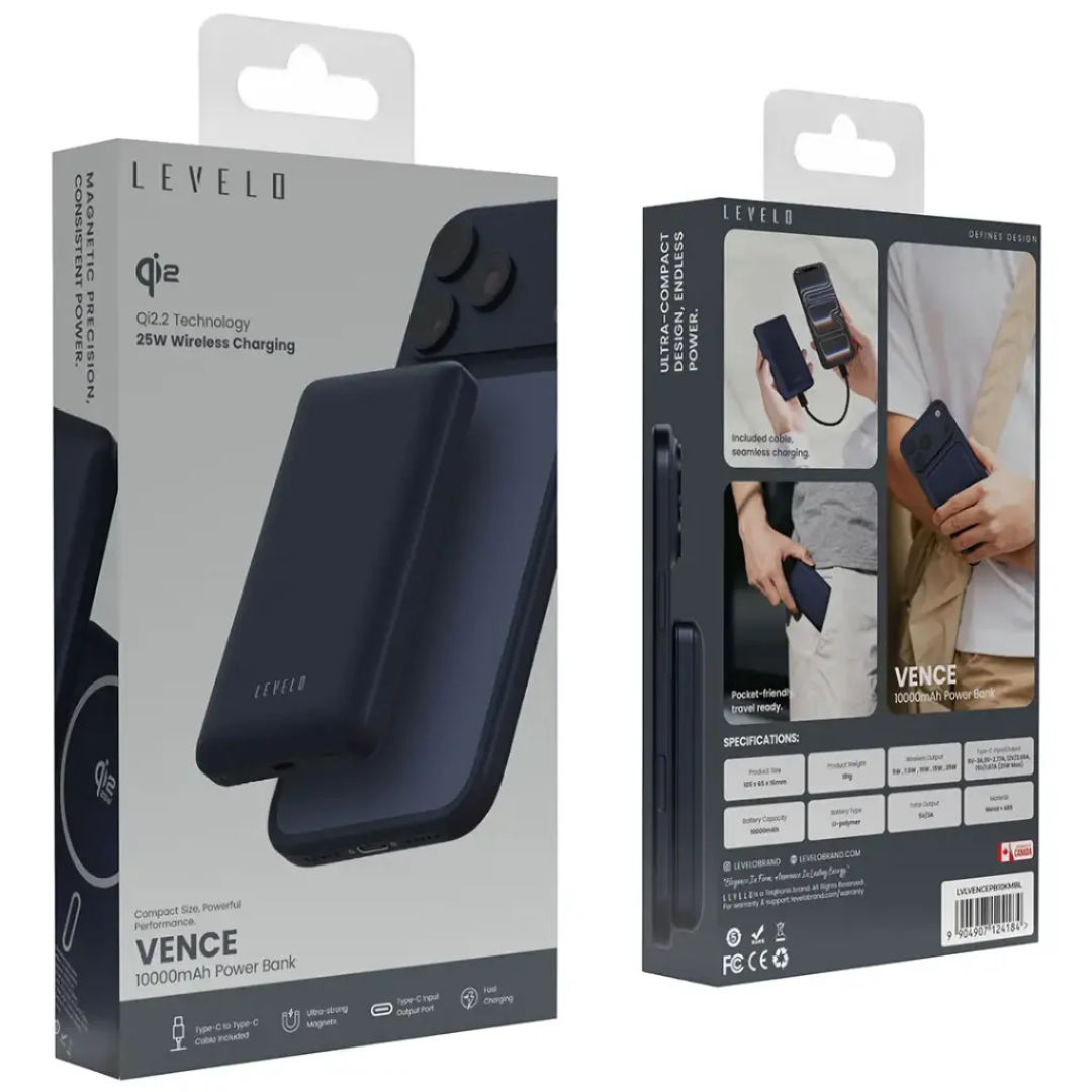 Levelo Vence 10000mAh Power Bank, 25W Wireless Charging