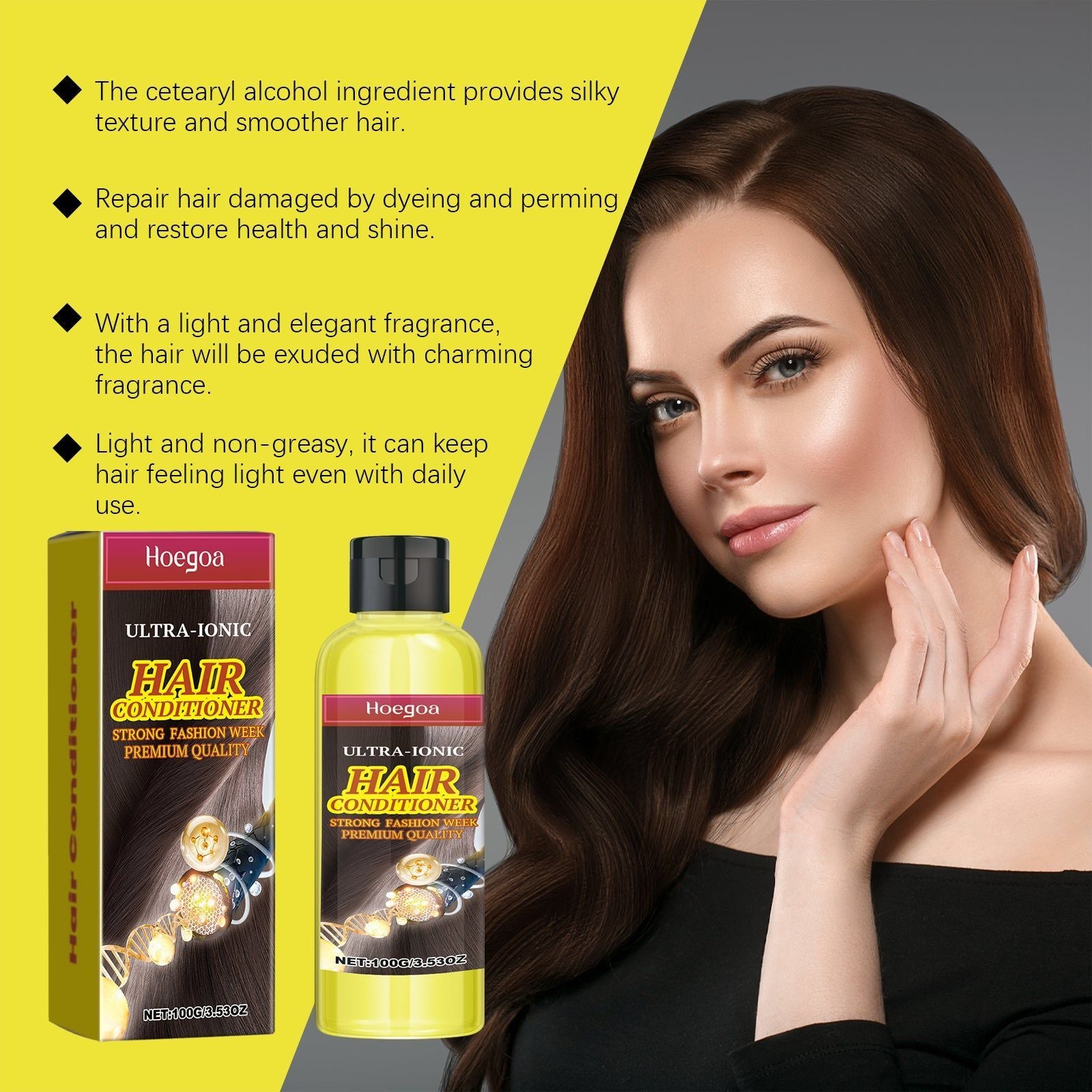 Brazilian Yellow Hair Care Conditioner for Damaged, Dry, Split, and Straight Hair, Moisturizes and Strengthens ,100g