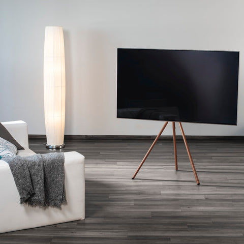 Hama 118092 "Easel Design" TV stand, 191 cm (75"), variable height, walnut wood look