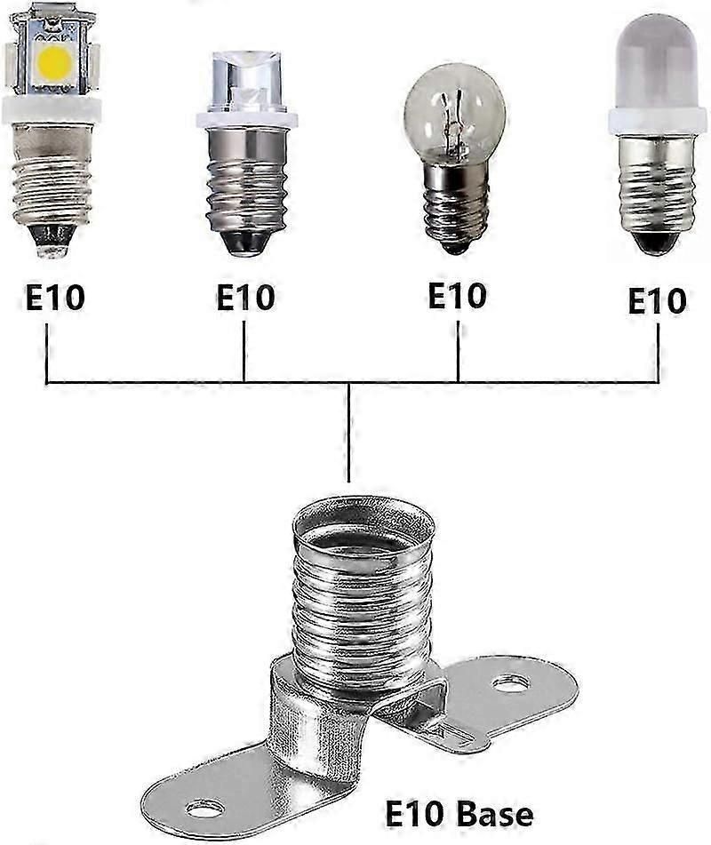E10 Led Bulbs Lamps Socket Base, 10pcs Screw Mount Bulb Holders For Home Experiment Circuit Electrical Test Accessories