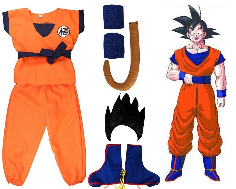 Goku Costume Set Dragon Ball Z Suit Halloween Anime Cosplay Outfit For Kids Adults