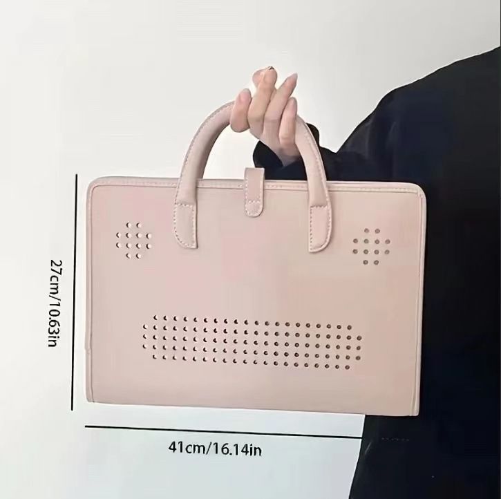 Laptop Case PU Leather Notebook Bag Pink Tote Bag Stylish Handbag