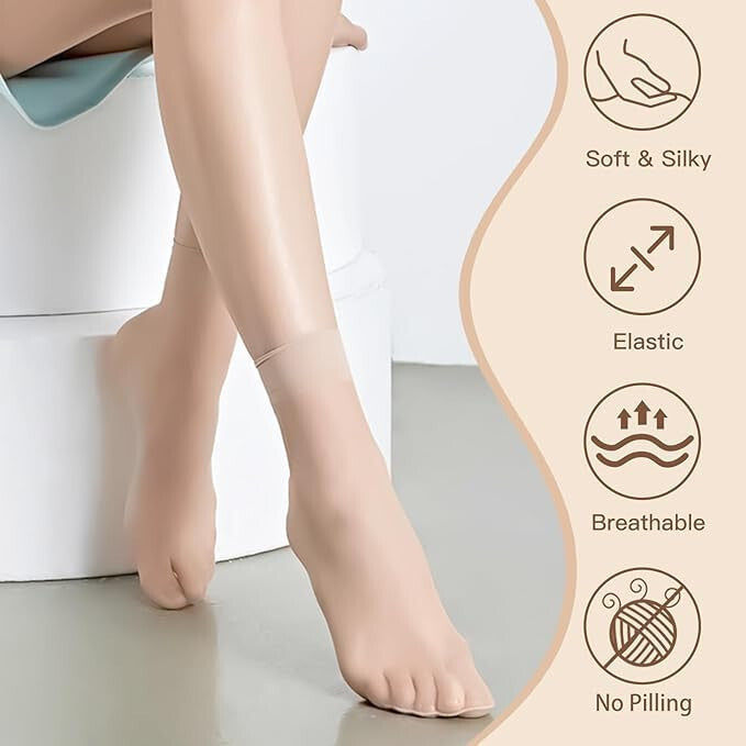 Pack of 6 Sheer Nylon Summer Socks for Women's