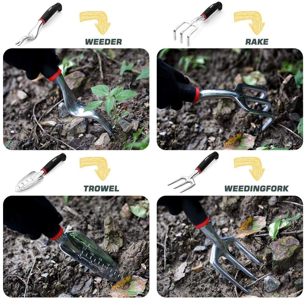 7pcs Gardening Tool Set Stainless Steel Planting Kit With Rubber Non Slip Handle