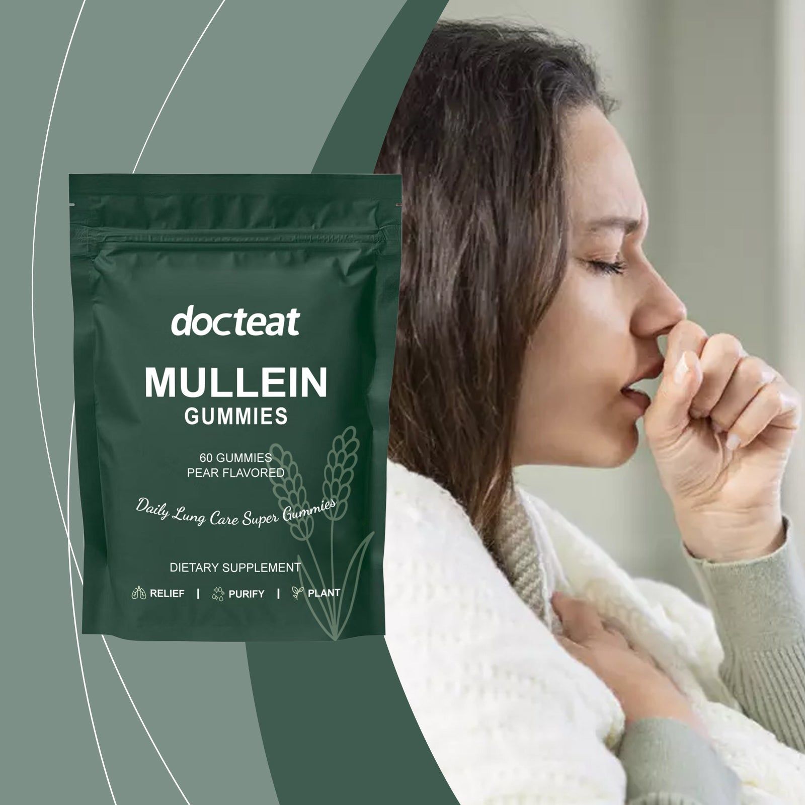 Mullein Gummies, Natural Respiratory Support, Gentle Body Care for Family ,60pcs