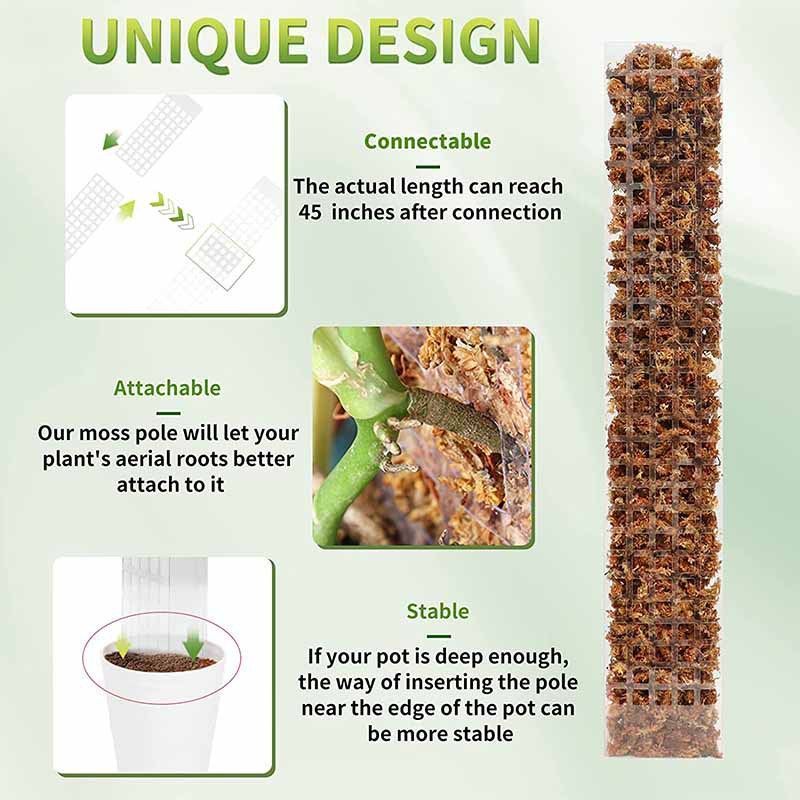 4pcs 24 inch Plastic Moss Pole for Plants Sphagnum Moss Monstera Plants Climbing Poles