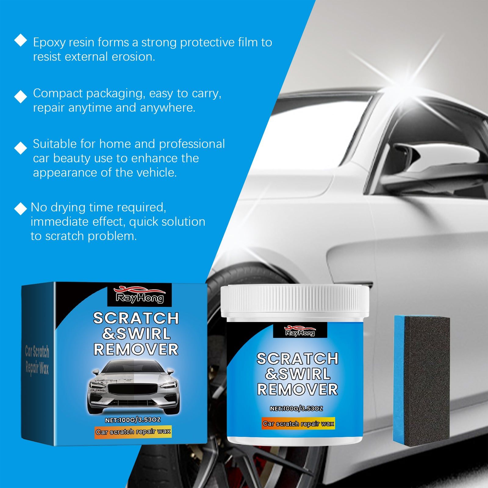 Car Scratch Repair Cream, Fast Auto Coating, Restore Shine, Easy DIY Fix ,1set