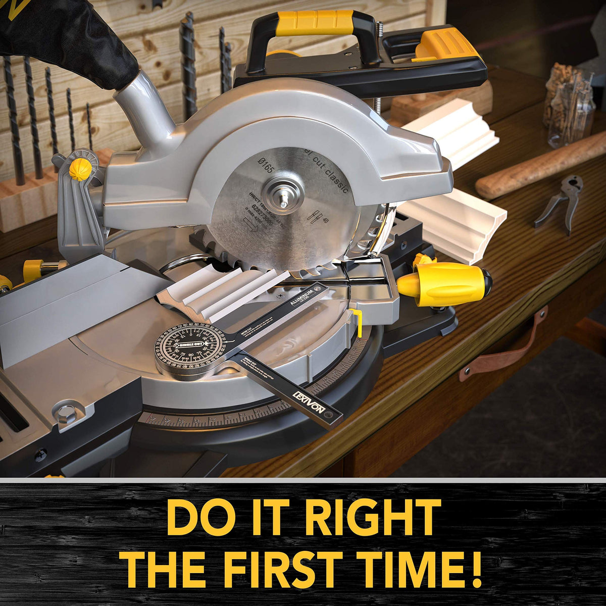 Aluminum Miter Saw Protractor 360 Degree Angle Finder Level Meter Goniometer Laser Engraved Scales