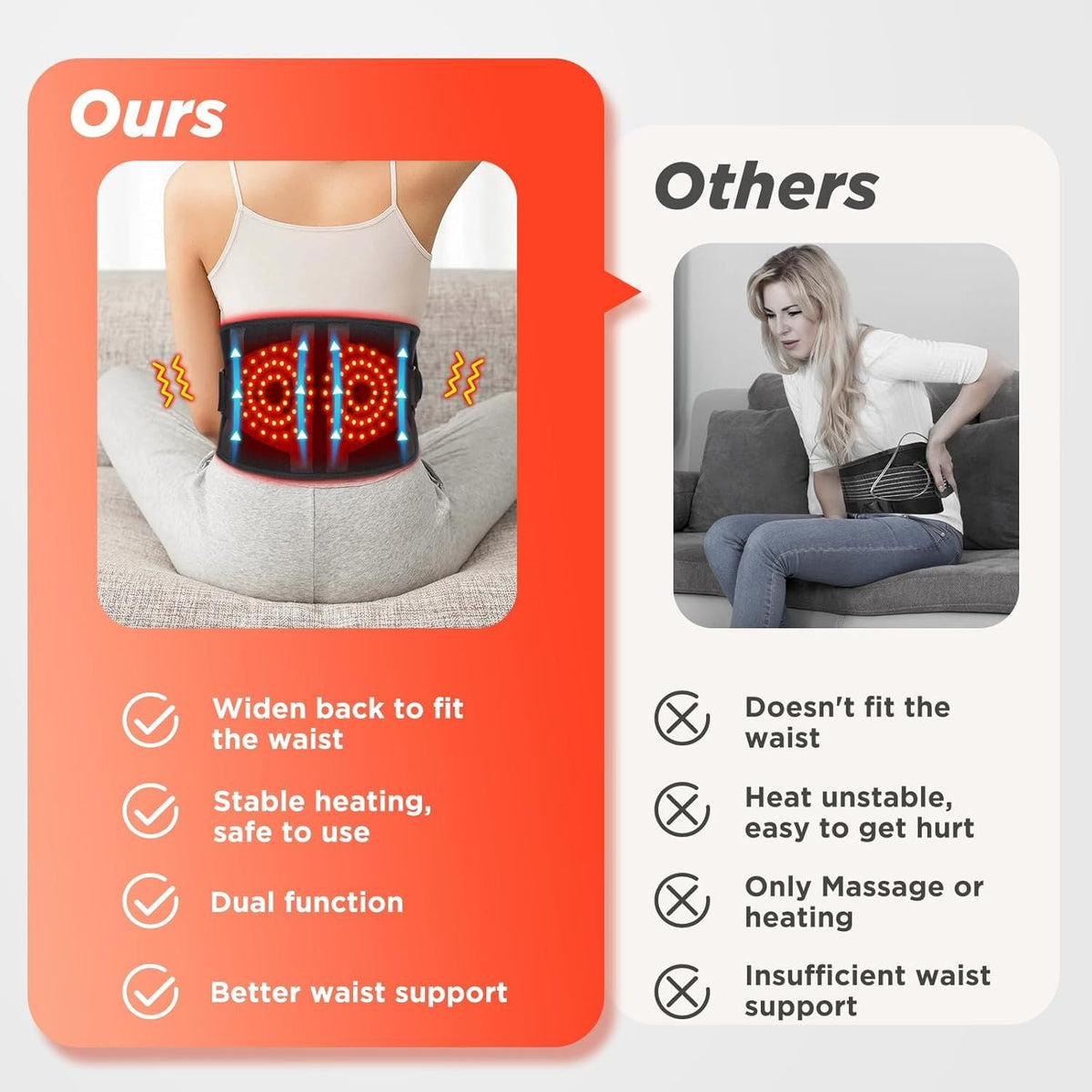 Cordless Heating Waist Belt Wearable Heated Pads Heating Massage Waist Support Brace
