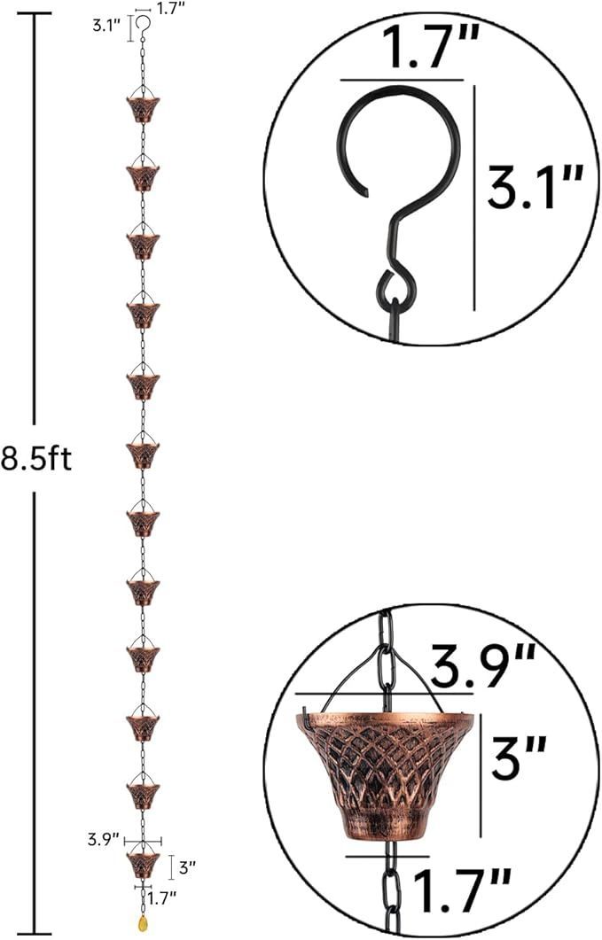 Rain Chain Gutter Downspout Substitution Decorative Garden Rainwater Diverter Outdoor Home Decor
