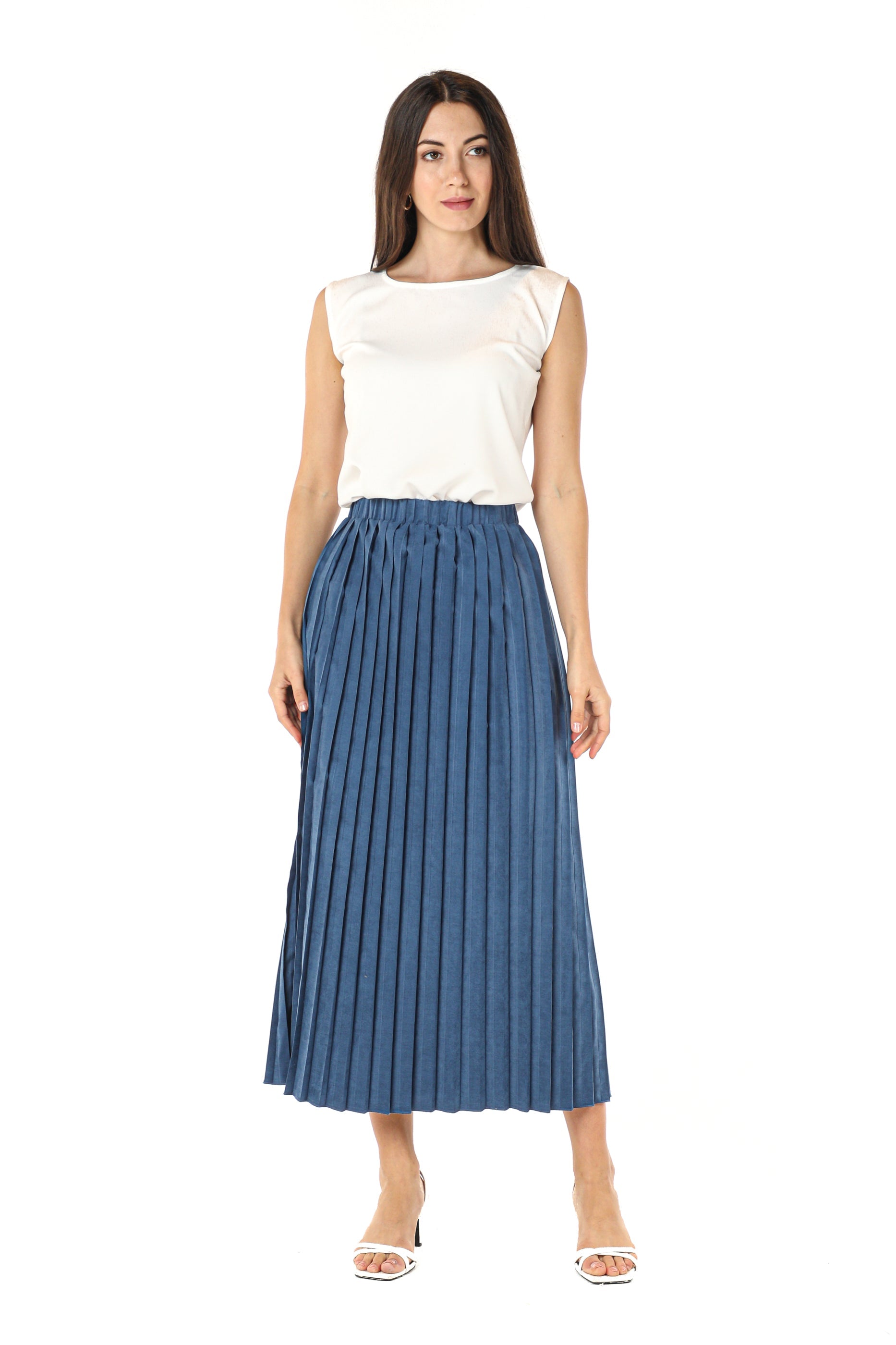 MOiSTREET Navy Shamua Pleated Skirt