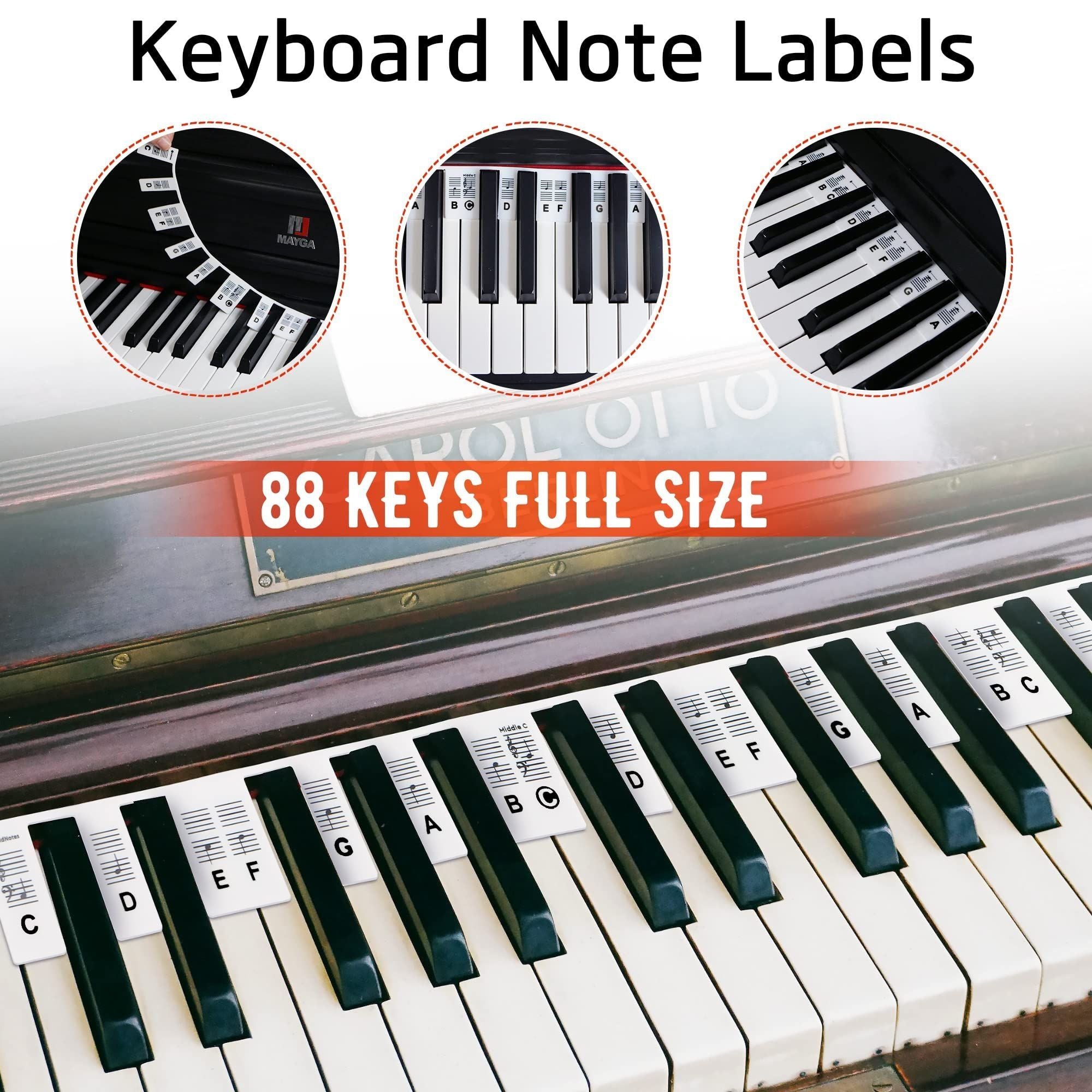 Piano Keyboard Note Labels Removable Silicone Piano Note Guide With Box
