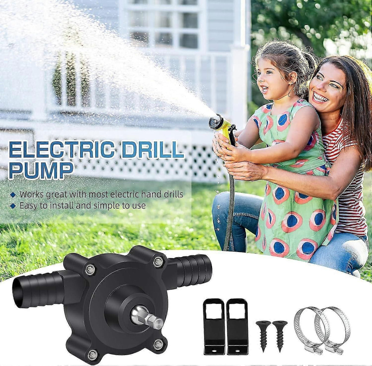 Electric Drill Pump For Water Gasoline Oil Diesels Fluid Transfer Pump Mini Hand Self-priming Quick Pumping Speed