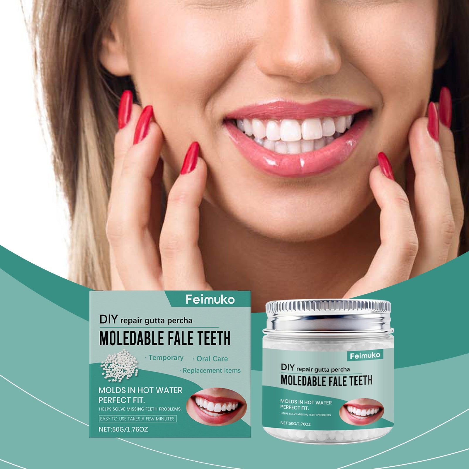 Temporary Dentures, Malleable Oral Care, Natural Fit, Easy to Use ,50g