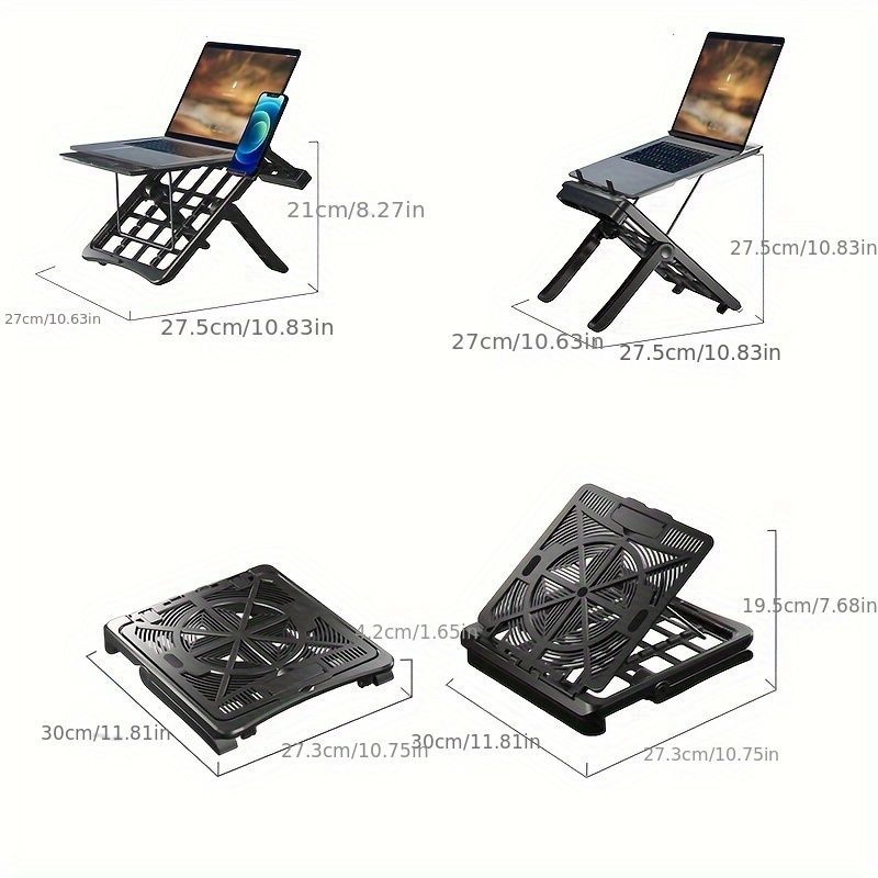 Laptop Stand Foldable Laptop Riser with Heat Vent and Phone Holder for Home Office