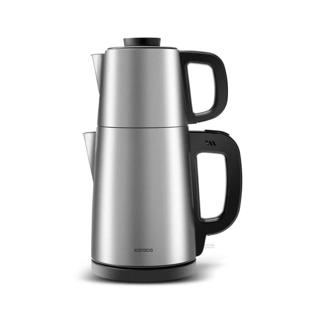 Karaca Tea Break 2-in-1 Electric Tea Maker & Water Kettle, Stainless Steel, Inox & Black
