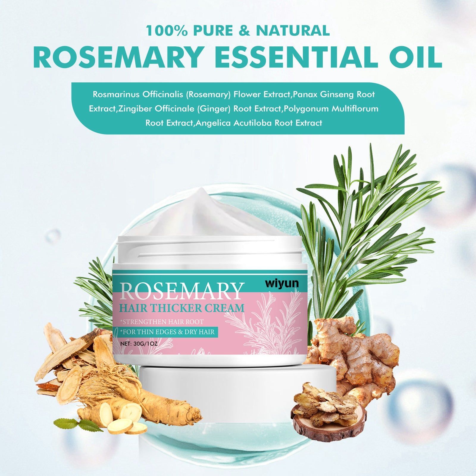 Boost Hair Growth with Rosemary Hair Care Cream, Nourishing, Repairing, Smoothing ,30g