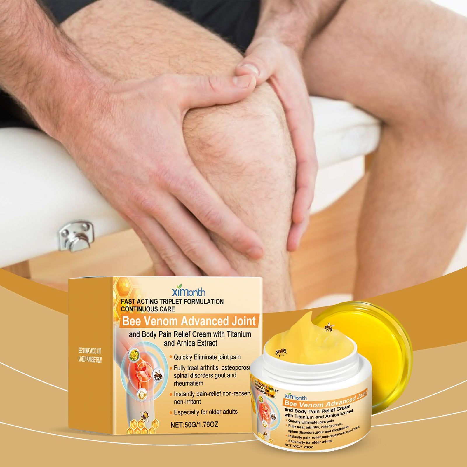 Bee Venom Joint Care Cream, Natural Pain Relief, Mobility Support, Anti-Inflammatory, Deep Nourishing, Fast-Acting, Daily Joint Care ,50g