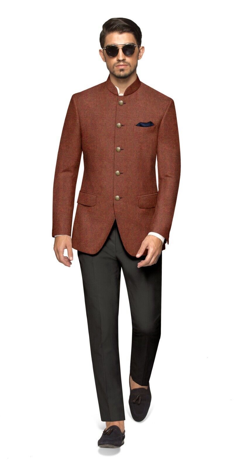 Brown Prince Coat pant India Pakistani Jodhpuri Suit Wedding Partywear Blazer