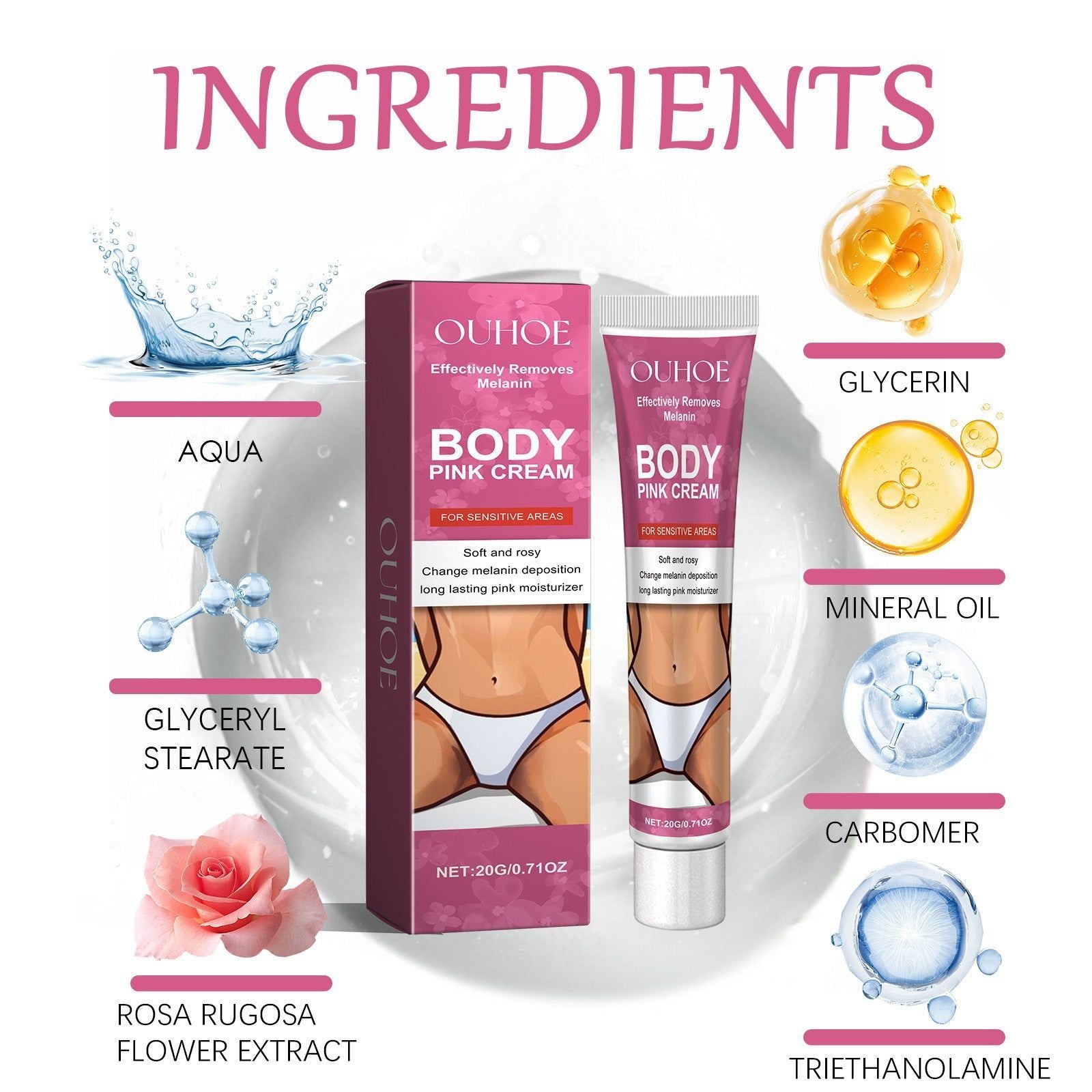 Brightening Body Cream for Dark Areas, Moisturizing, Hydrating, Lightening ,20g