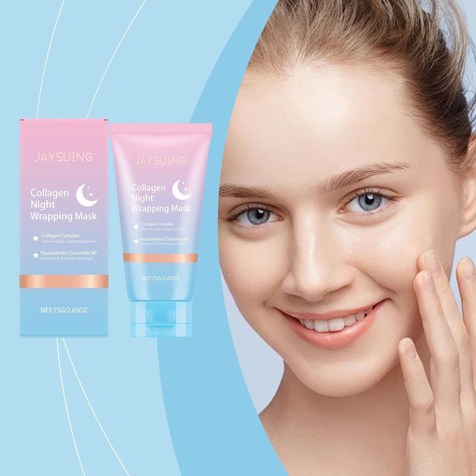 Collagen Night Peel-Off Mask, Facial Care, Hydrating, Firming, Exfoliating, Non-Sticky, Moisturizing ,75g