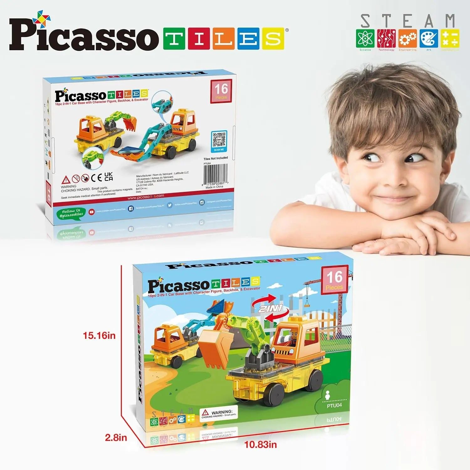 2-in-1 Car Base Excavator Set 16 pcs – PicassoTiles