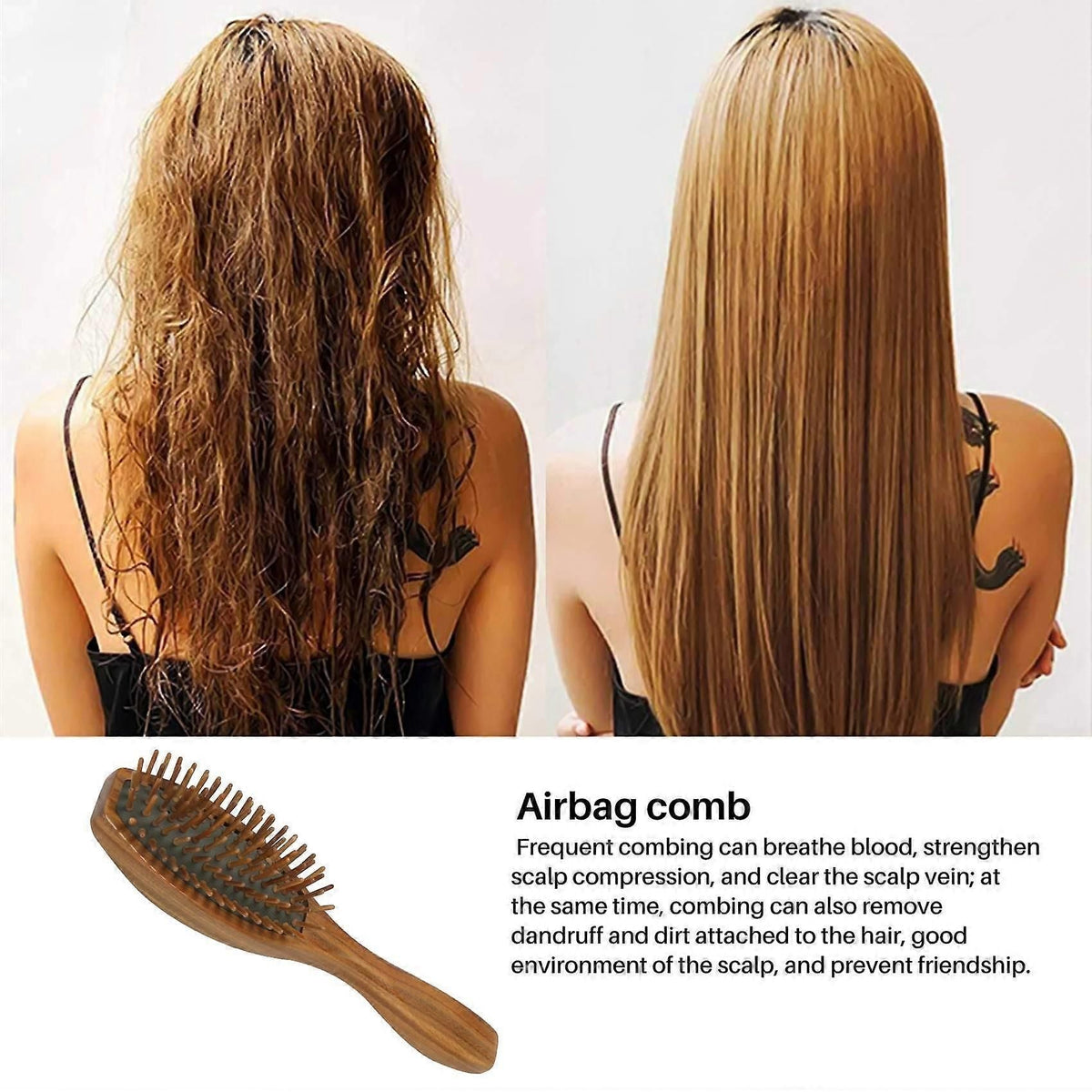 Sandalwood Hair Brush Wooden Natural Handmade Massage with Gift Box