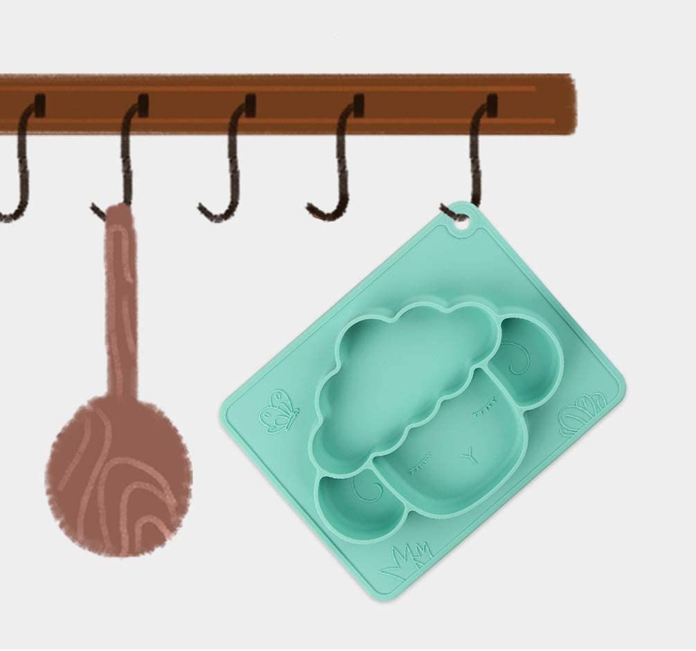 Food Grade Silicone Baby Plate Cartoon Sheep Food Divided Dishes Tableware Feeding Mat