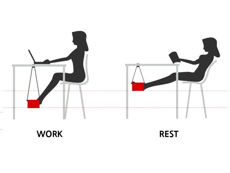 Mini Footrest Foot Hammock Under Desk With Canvas Fabric Best For Work Or Rest