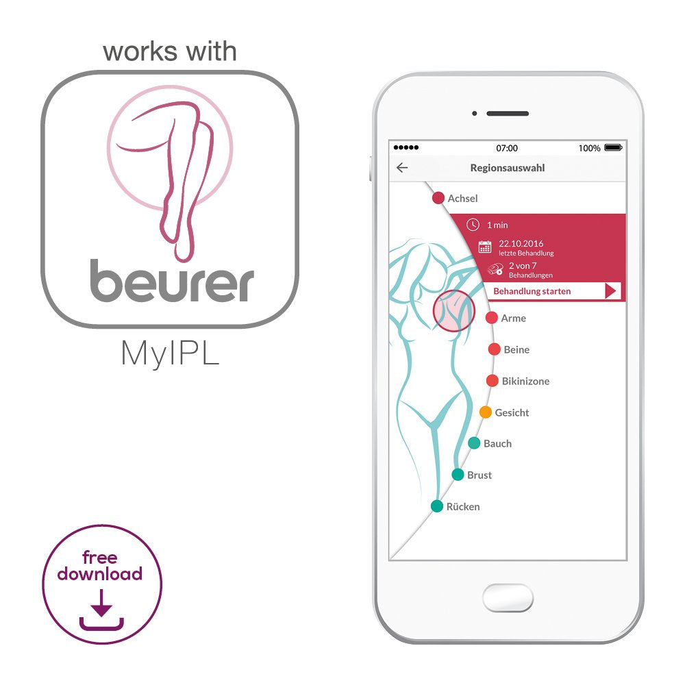 BEURER IP5500 PureSkin Pro long-lasting hair removal - Handy design - "Auto Flash" mode - Clinically tested - app - Skin type sensor