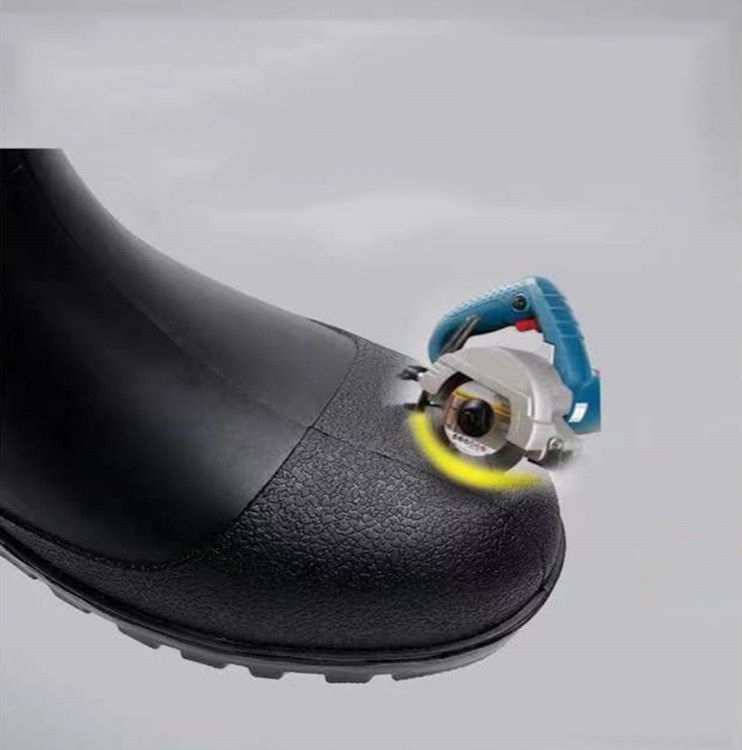 Mens Steel Toe Workboots Anti Smashing Anti Stab Safety Protecting Rain Boots