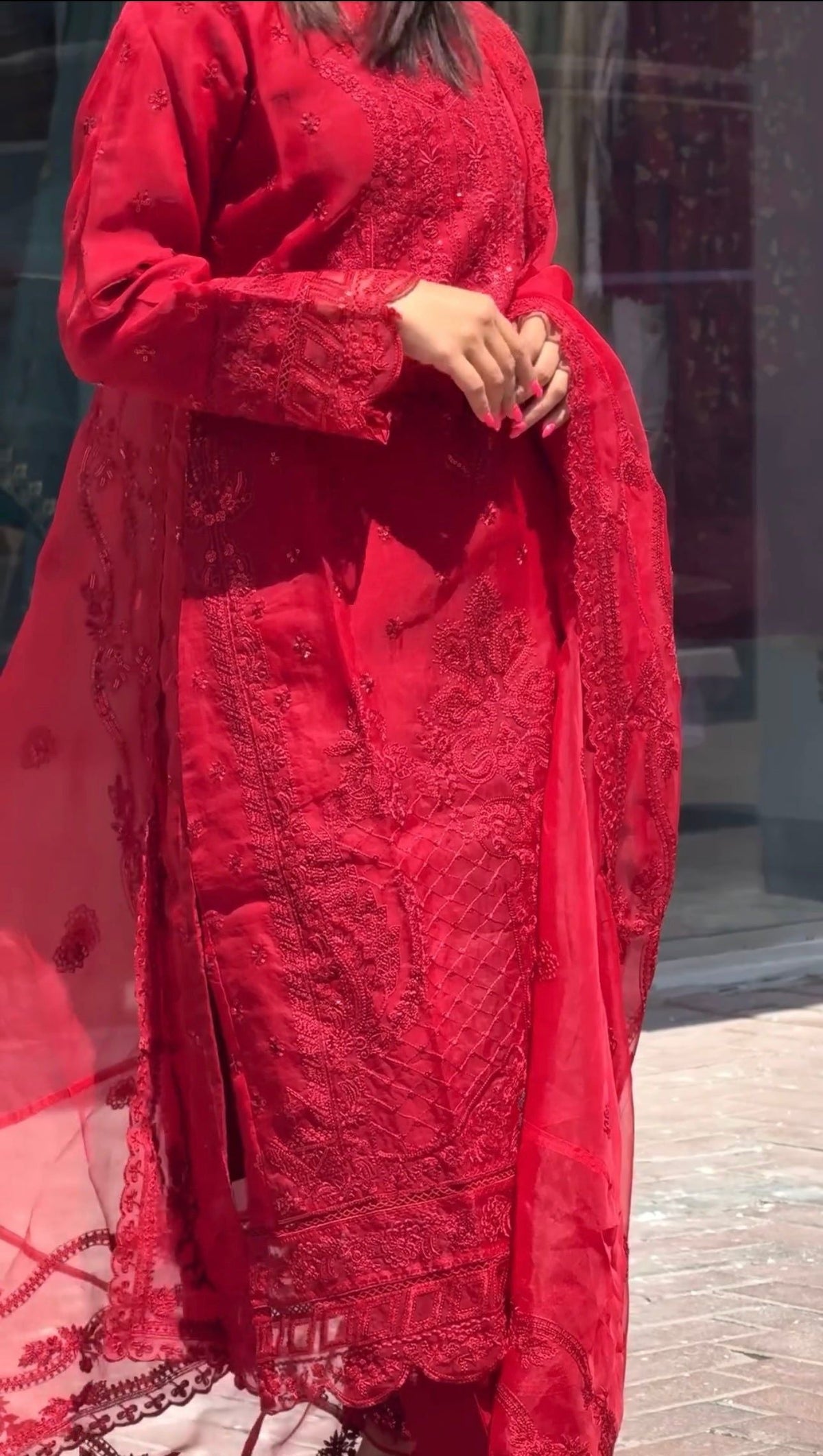 Fab Zone Georgette Top Bottom Set with Heavy Dupatta