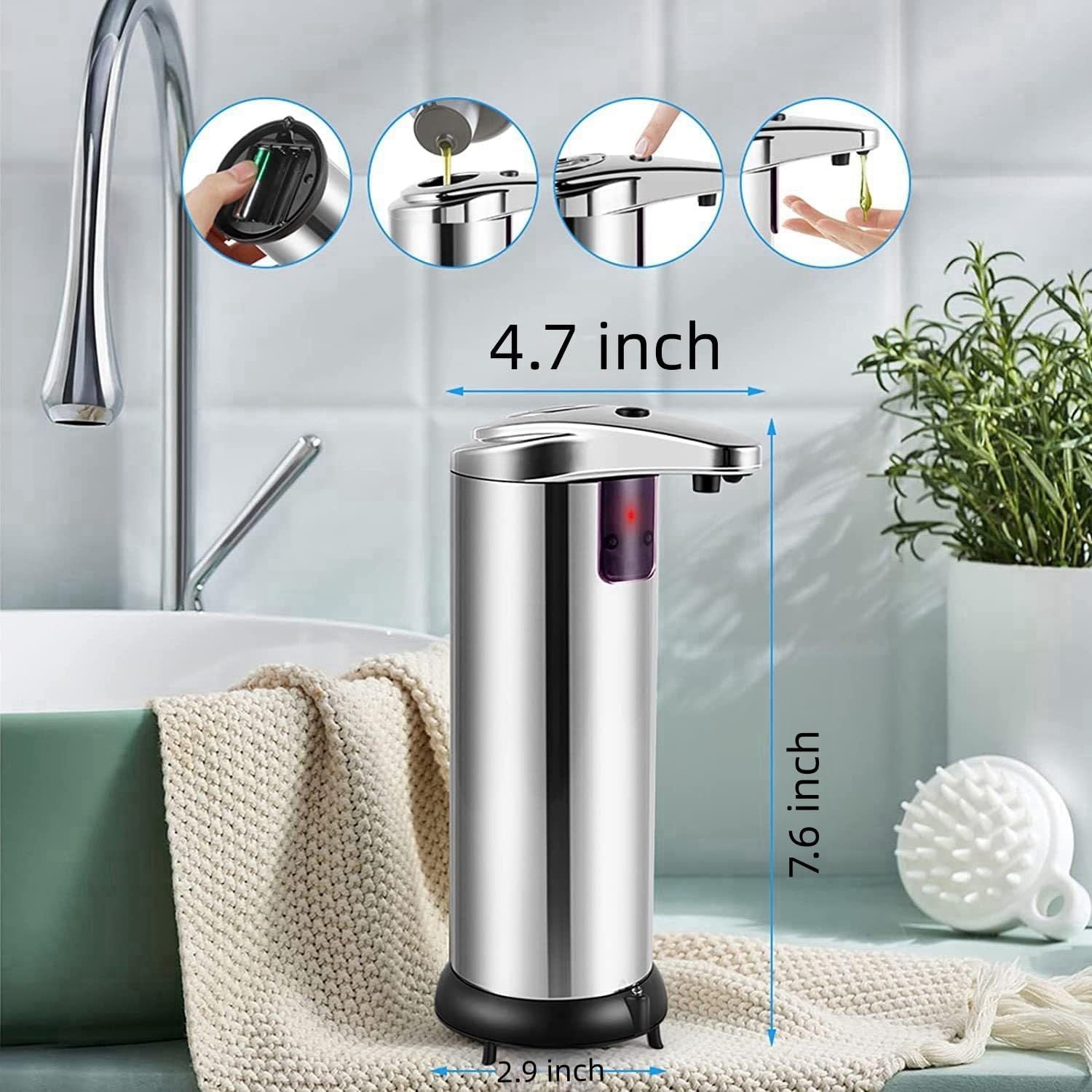 Automatic Soap Dispenser Liquid Dispenser Refillable Hand Lotion Pump Bottles Shampoo Conditioner