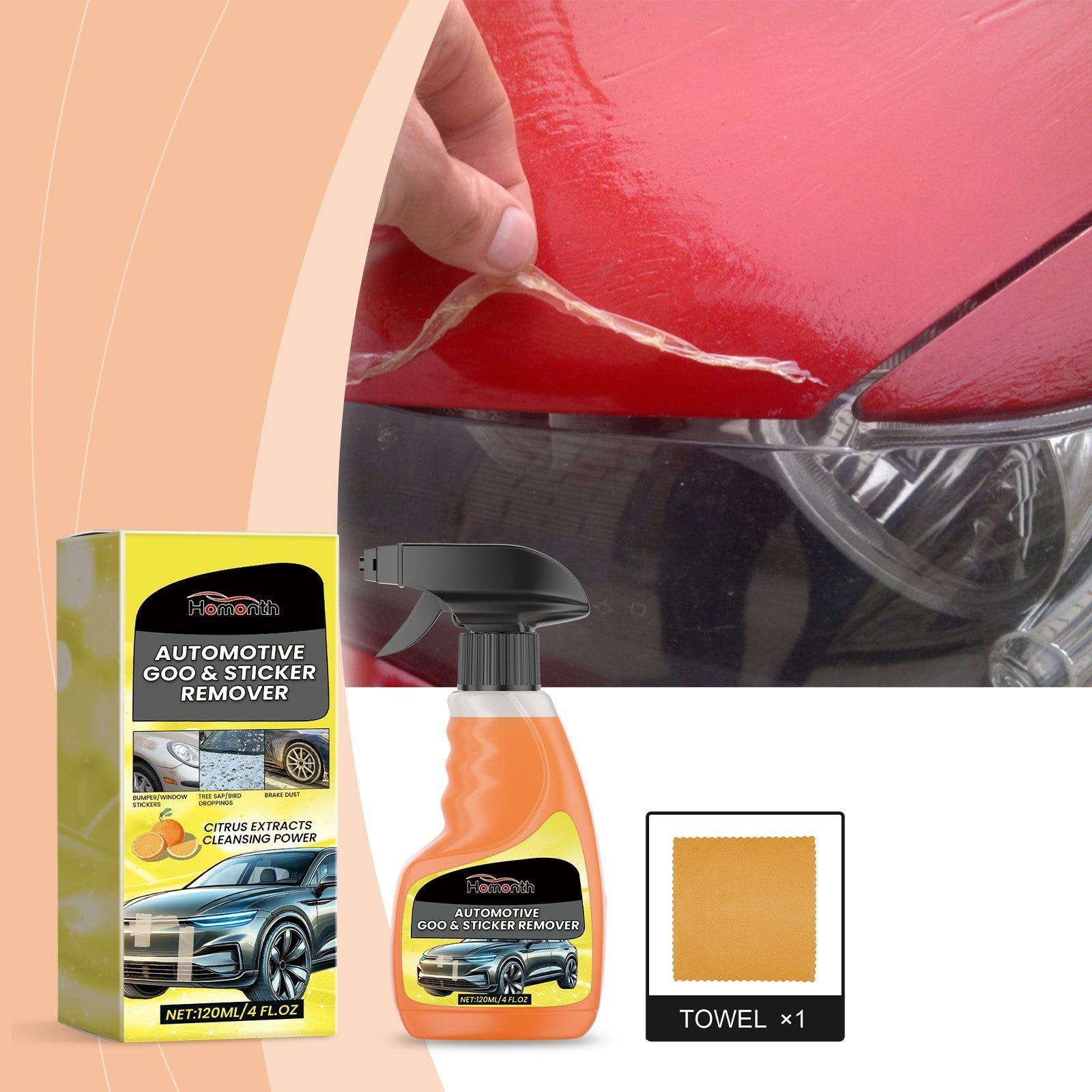 Car Cleaner, Multi-Functional Adhesive Remover, Stubborn Stain & Sticker Removal ,1set