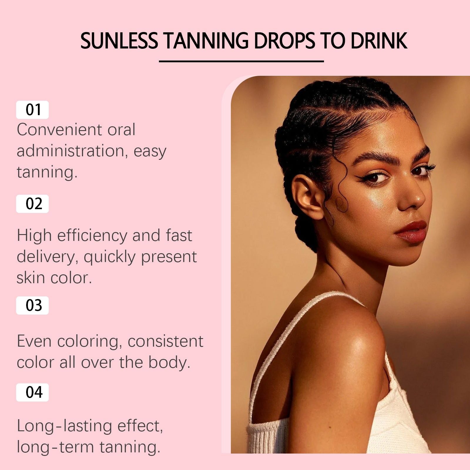 BushAid Tanning Drops for Body, Natural Skin Glow, Personal Care, Easy to Use ,60ml