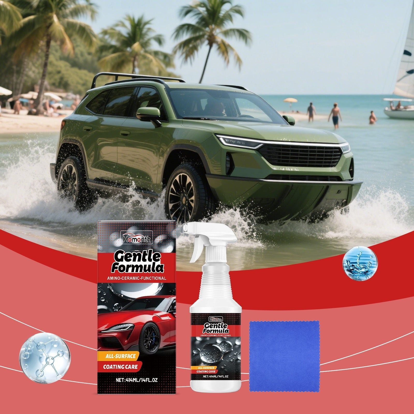 Automotive Ceramic Coating, Paint Surface Care, Hydrophobic, Shine, Easy Maintenance ,1 set