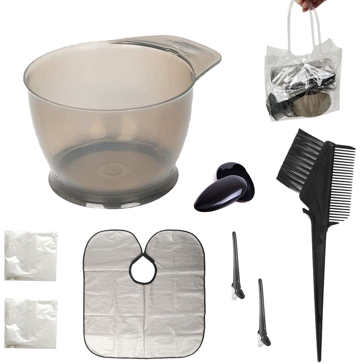 8Pcs Professional Hair Dye Kit with Bowl, Comb & Cape