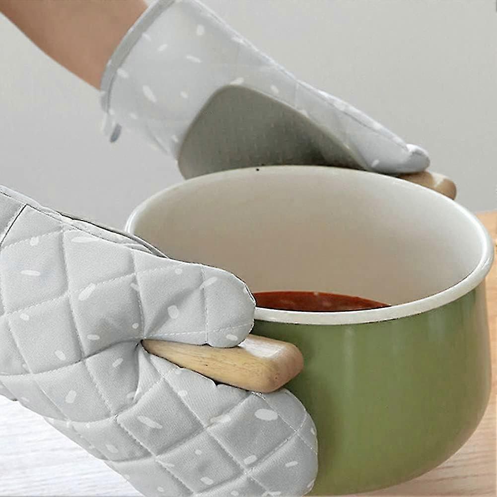 1 Pair Oven Gloves,heat Resistant Baking Soft With Canvas Silicone Grip Oven Glove zxin