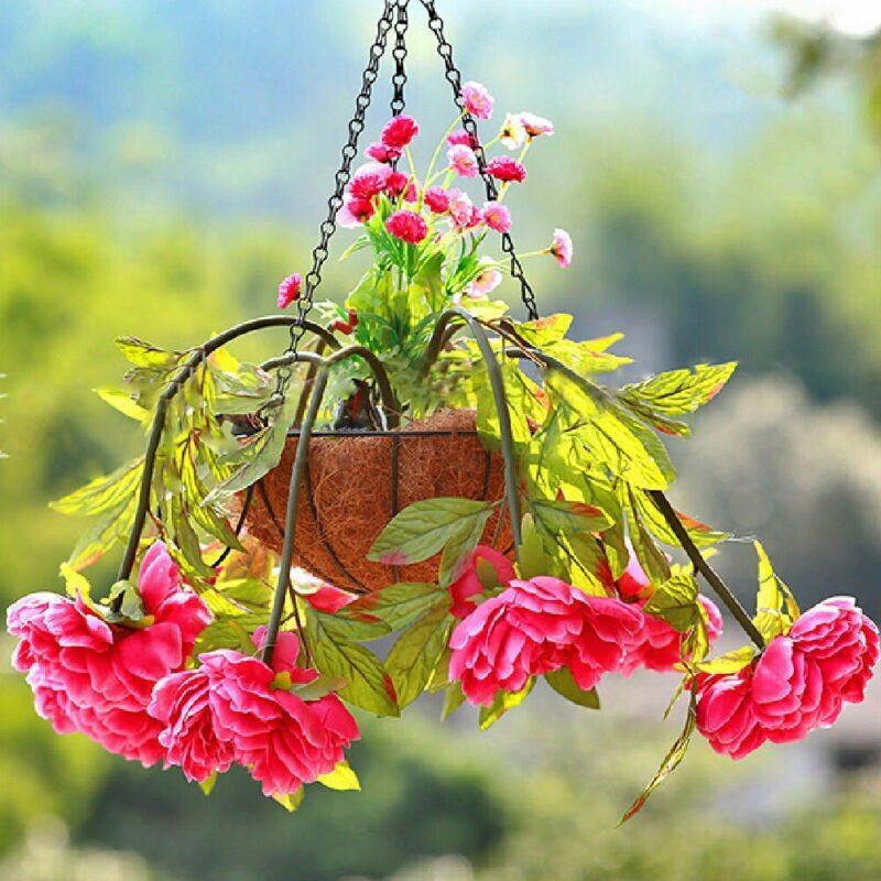 8 in Coconut Palm Hanging Basket Flower Pot  Home Decor For Garden Patio Balcony