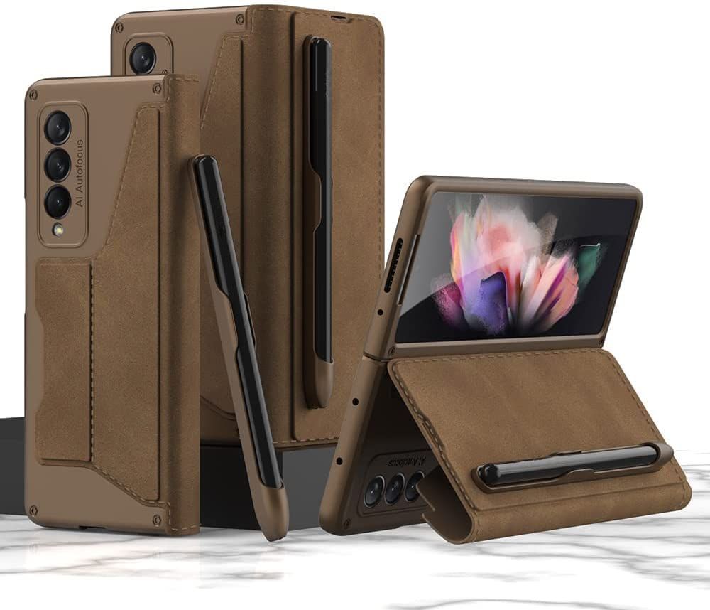 Leather Wallet Case Shockproof Cover With S Pen Holder For Samsung Galaxy Z Fold 4