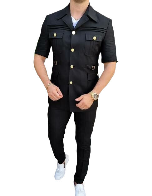 Safari Suit for Men Vintage Stylish Coat pant Classic Formal Suit.