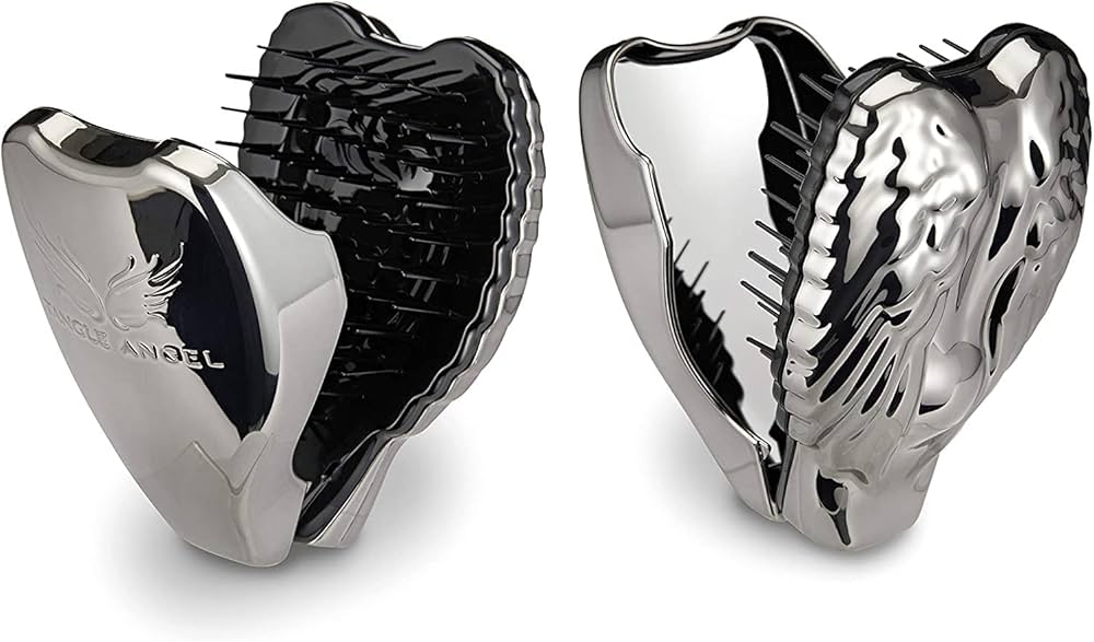 Tangle Angel Professional Compact Hair Brush Titanium With Mirror