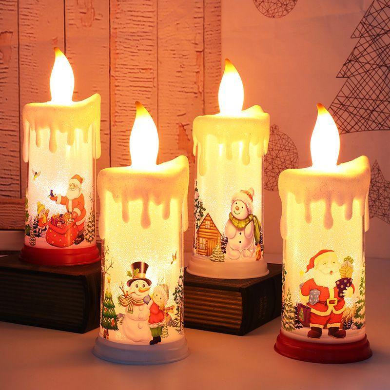 Santa Claus Night Light Christmas Decoration Simulation Flame Candle LED Lamp